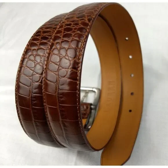 Ralph‎ Lauren Women\'s Brown Leather Alligator Embossed Belt in Size M Vintage Ralph Lauren Brown Leather Embossed | Mercari main image 4